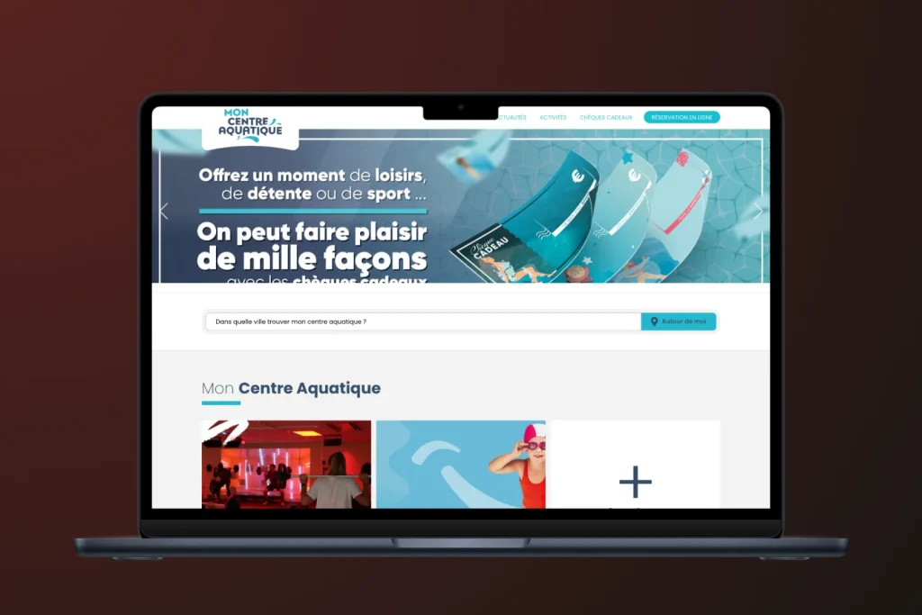 Site Mon Centre Aquatique sur ordinateur