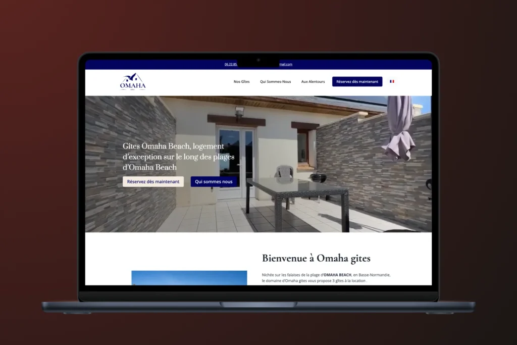 Site Omaha Gîtes sur ordinateur