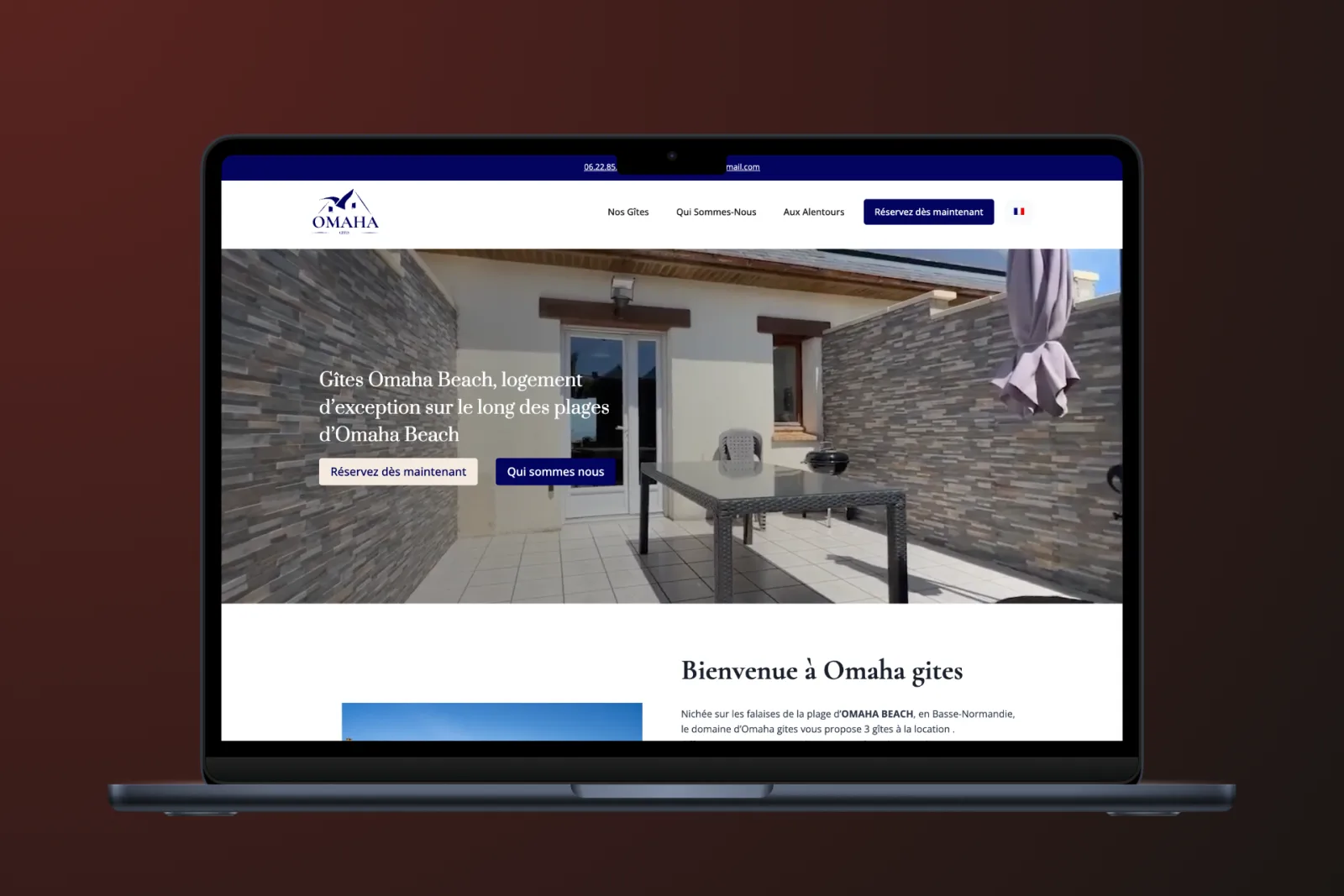 Site Omaha Gîtes sur ordinateur