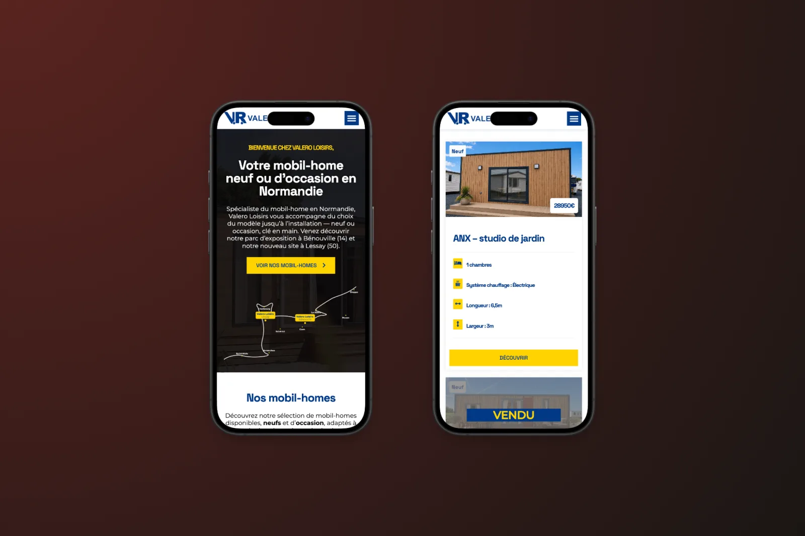 Site Valero Loisirs sur mobile